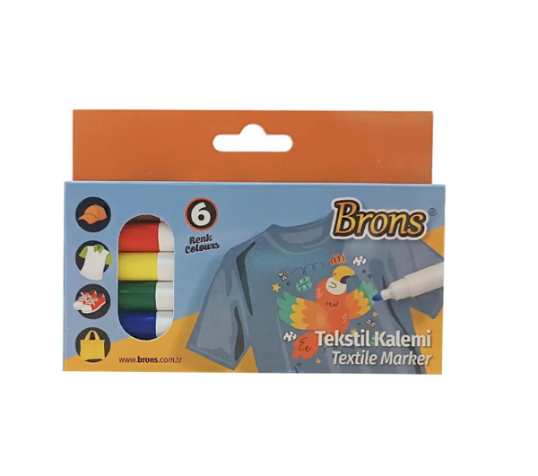 Brons Tekstil Kalemi Marker 6 Renk Set Br-1000 - Image 1