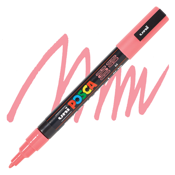 Uni-Ball Posca 0.9-1.3 Su Bazlı Boyama Kalemi Markörü Mercan Pembe Pc-3M (6 Lı Paket) - Image 1