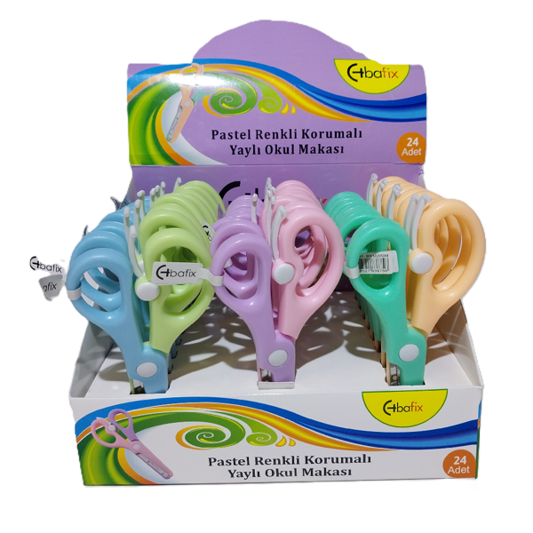 Bafix Okul Makası Korumalı Yaylı 13,5 Cm Pastel Renkli Bfx-Sa2050-M - Image 1
