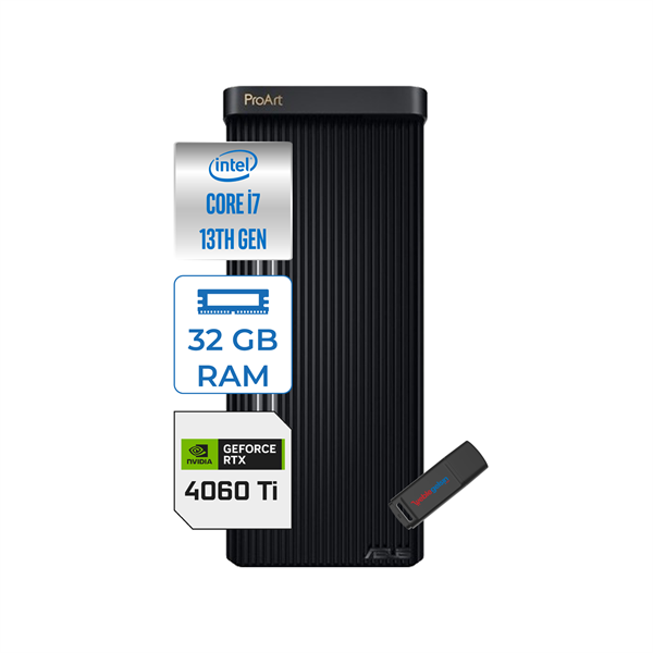 Asus Proart PD500TE Intel Core I7-13700 32GB 2tb SSD Nvidia RTX4060TI/16GB Windows 11 Pro Masaüstü Bilgisayar 713700173XP11 + Zettausbbellek - Image 1