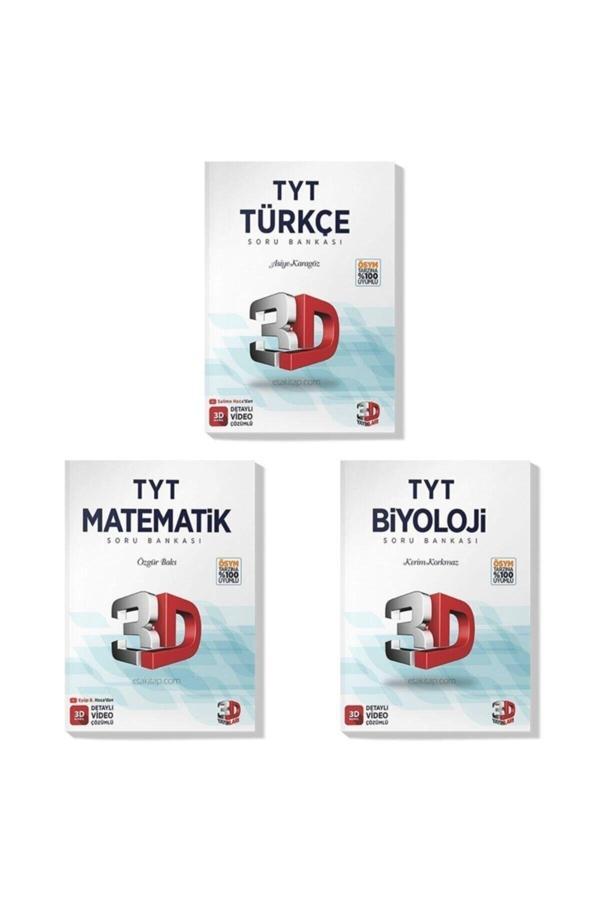 3D Yayınları 3D 2022 Tyt Türkçe Matematik Biyoloji Soru Bankası Seti (3 Kitap) - 3D Yayınları - Image 1