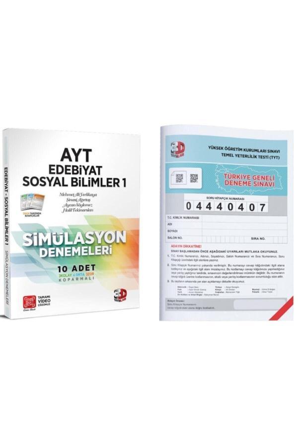 3D Yayınları Ayt Edebiyat Sosyal Bilimler Simülasyon Denemeleri Tamamı Video Çözümlü+Deneme Hediyeli - 3D Yayınları - Image 1
