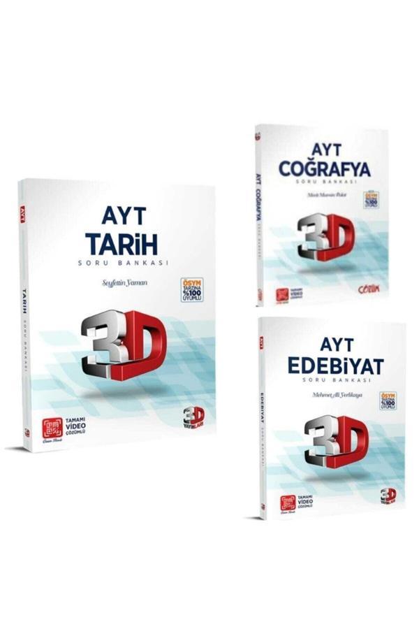 3D Yayınları 3D Ayt Tarih + Ayt Coğrafya + Ayt Edebiyat 3'Lü Set - 3D Yayınları - Image 1