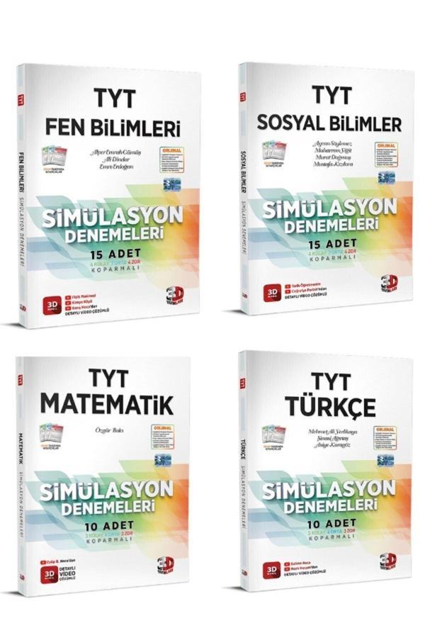 3D Yayınları 2023 Matematik-Fen-Türkçe-Sosyal 4'Lü Tyt Branş Denemeleri Seti Hologramlı - 3D Yayınları - Image 1