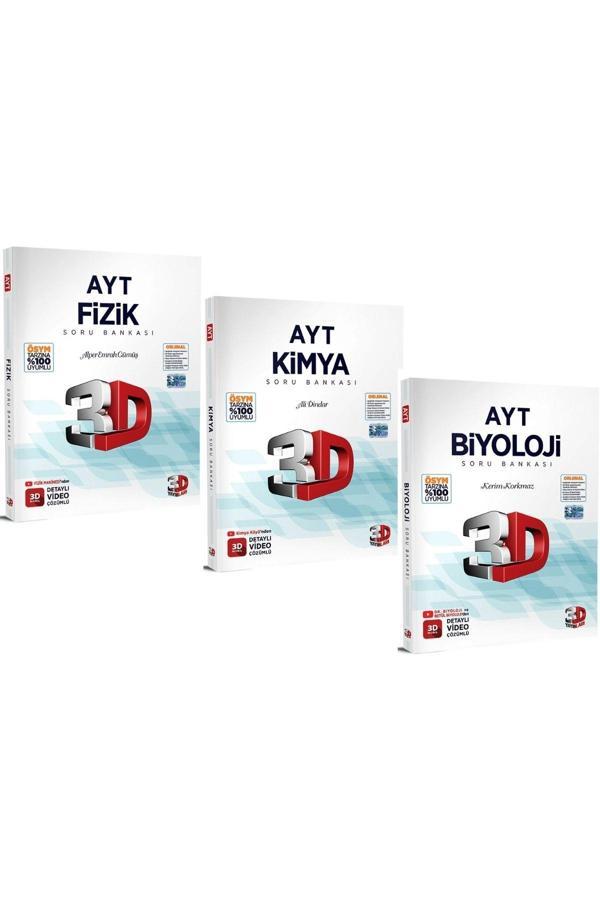 3D Yayınları Ayt Fen Bilimleri Soru Bankası Seti Fizik Kimya Biyoloji - 3D Yayınları - Image 1