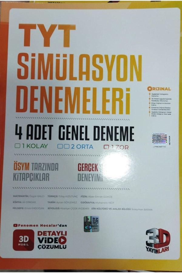 3D Yayınları Tyt 4 Lü Simülasyon Denemeleri 3D 2023 Model Yeni Baskı - 3D Yayınları - Image 1