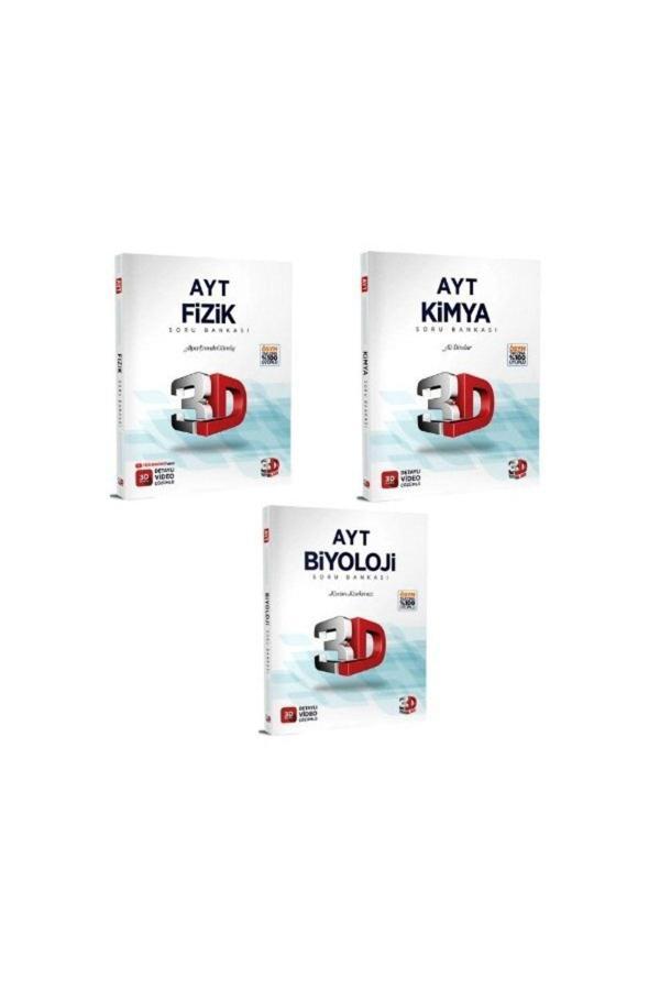 3D Yayınları Ayt Fizik Kimya Biyoloji Soru Bankası Tamamı Video Çözümlü 3Lü Set - 3D Yayınları - Image 1