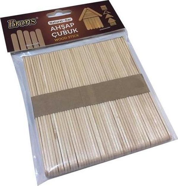 Brons Br-900 Ahşap Çubuk Naturel Dar 50 Li (10 Paket) - Image 1