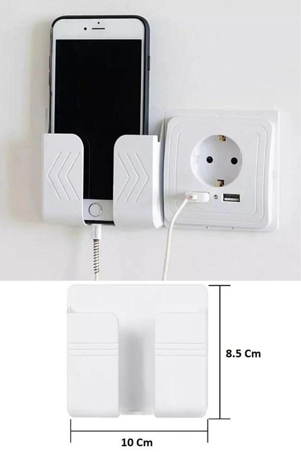 Kitchen Store Yapıştırmalı Telefon Kumanda Tutucu Mobil Şarj Priz Askısı Ve Telefon Standı Kablo Tutucu - Image 1