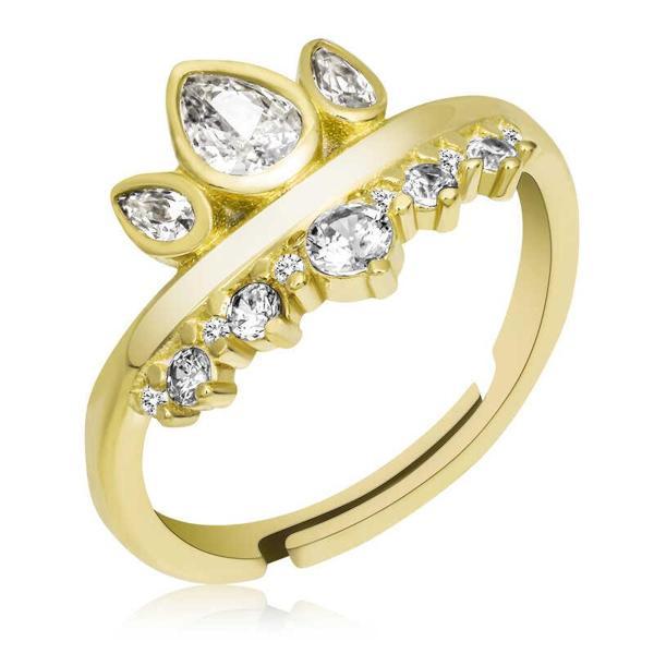 Gümüş Gold Ayarlanabilir Kraliçe Tacı Kadın Yüzük SL4961 - Image 1