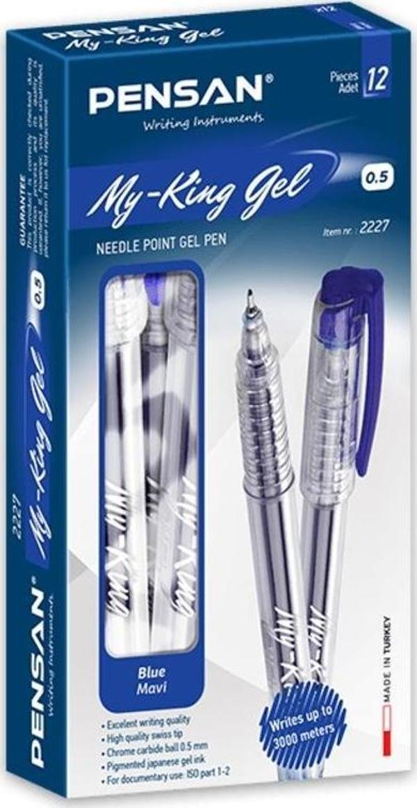 Pensan 6405 Tükenmez Kalem My-King Jel Metal Klips 0.5 Mm Mavi 12 Li (1 Paket 12 Adet) - Image 1