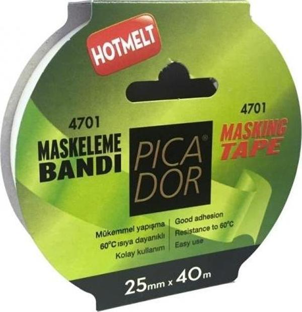 Picador 4701 Krepe Bantı 60 Derece İsıya Dayanıklı Askılı Kağıt Maskeleme Bandı 25Mmx40Mt - Image 1