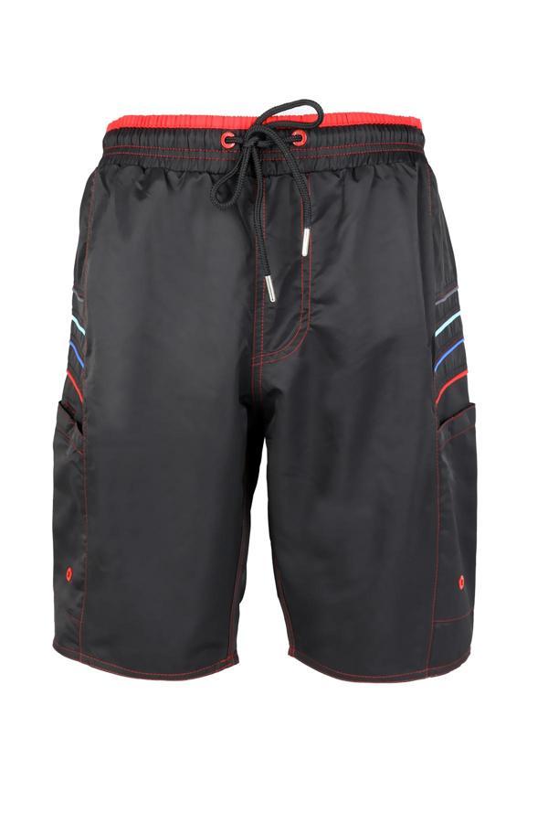 Erkek Deniz Şortu 2 Adet Fermuar Cepli Pamuklu Su Yitici Astarlı Siyah K-195 - Image 1