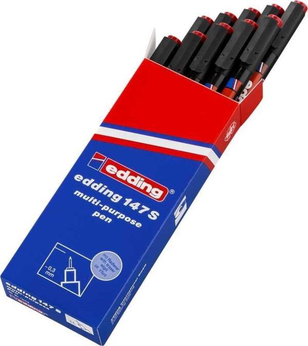 Edding 147S Asetat Kalemi Permanent S Seri 0.3 Mm Kırmızı (10 Lu Kutu) - Image 1