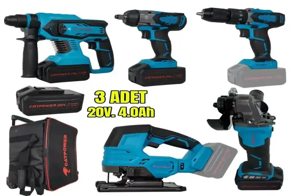  Catpower 4150 Akülü 5'li Alet Seti (Kömürsüz Motor) 3 Adet 4 Ah Akü - Image 1