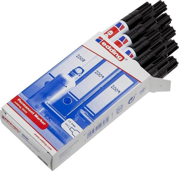 Edding 3000 Markör Permanent Kalemi 1.5-3 Mm Siyah Yuvarlak Uçlu (10 Lu Paket) - Image 1