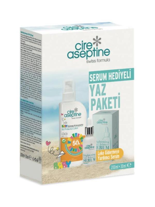 Cire Aseptine Baby Güneş Koruyucu 50 SPF 200 ml +Leke Gidermeye Yardımcı Serum Serum 30 ml Kutu - Image 1