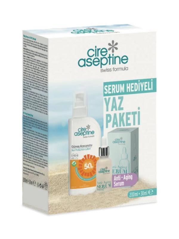 Cire Aseptine Güneş Koruyucu 50 SPF 200 ml + Anti-Aging Serum 30 ml Kutu - Image 1