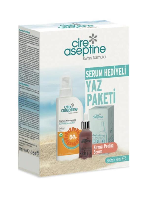 Cire Aseptine Güneş Koruyucu 50 SPF 200 ml + Kırmızı Peeling Serum 30 ml Kutu - Image 1