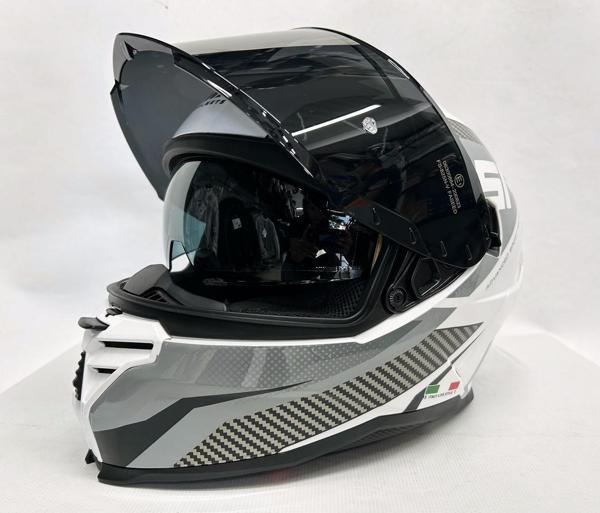 Sway SW 867 POWER White Black Grey Siyah Camlı İç Güneş Vizörlü Kapalı Kask - Image 1