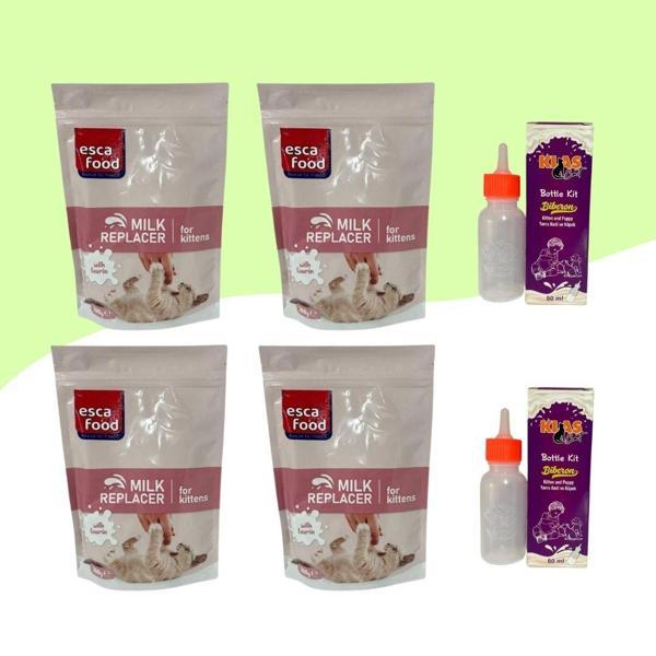 Yavru Kediler İçin Süt Tozu 200Gr 4 Adet + 60ML Biberon 2 Adet - Image 1