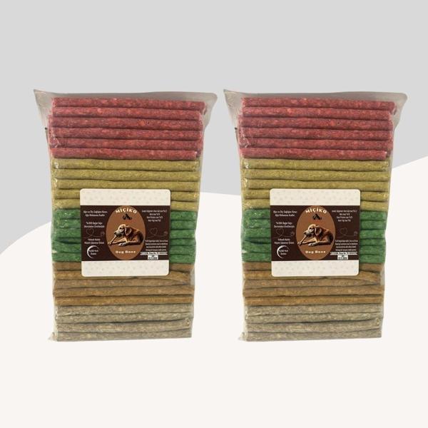 Premium 5 Renkli Munchy Çubuk 6-7Gr Kalın 100lü Köpek Ödülü 2 Paket - Image 1
