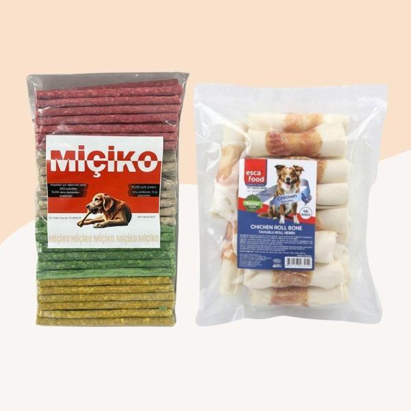 100Lü Renkli Munchy Köpek Ödülü + Tavuklu Roll (Dürüm) 16 Adet 400Gr - Image 1