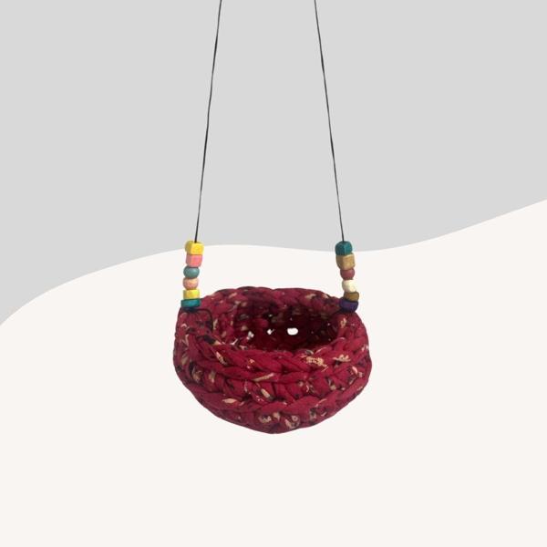 Muhabbet Kuşları için Hamak Salıncak Desenli Kırmızı 7cm - Image 1