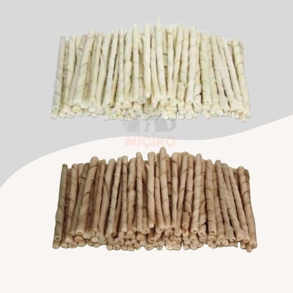 Köpekler İçin 50li Naturel Burgu + 50li Beyaz Burgu Ödül Çubuğu - Image 1