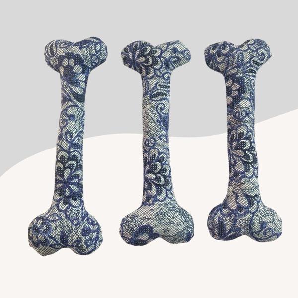 Köpekler İçin Yumuşak Kemik Şekilli Oyuncak 25Cm Mavi Desenli - Image 1