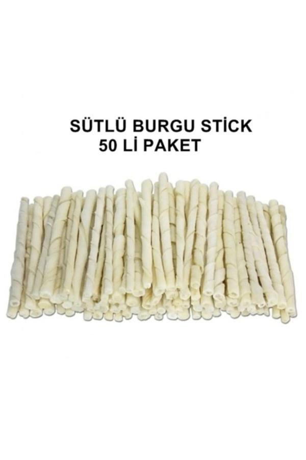 Köpek Beyaz Burgu Çubuk Ödül Ve Çiğneti Kemiği 10 Cm 2x25= 50 Li - Image 1
