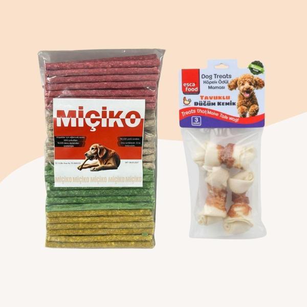 100Lü Renkli Munchy Köpek Ödülü + 3Lü Tavuklu Mini Düğüm Kemik - Image 1