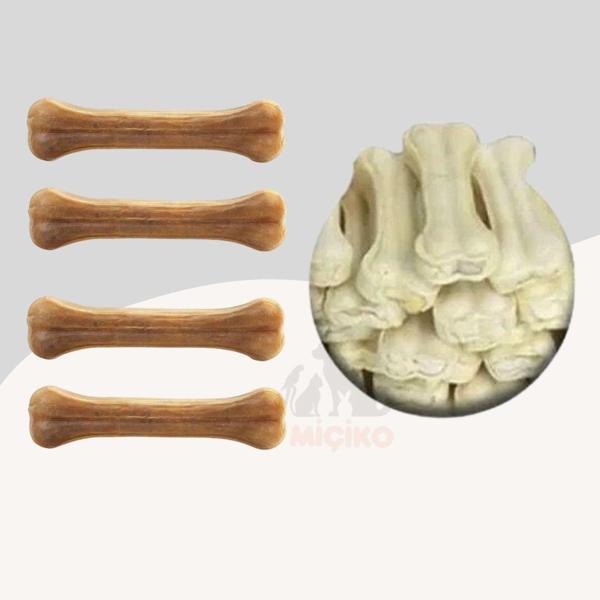 Köpekler İçin Naturel ve Beyaz Press Çiğneme Kemiği 7Cm 8li Paket - Image 1