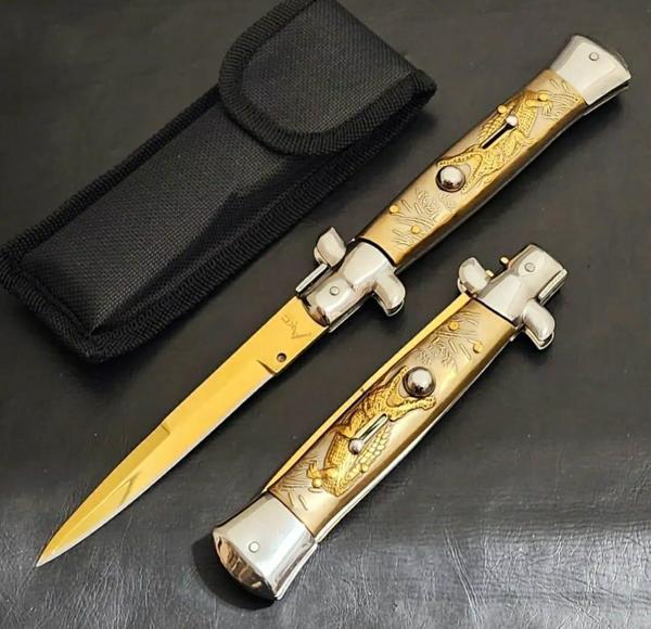 Cakistore Akc Timsah Desenli İtalyan  Gold Kamp Çakısı - Image 1