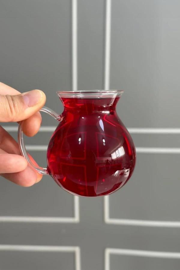 Pikas 6'Lı Keyfi Ala Borosilikat Cam Kulplu Çay Bardağı 210Ml Bardak - Image 1