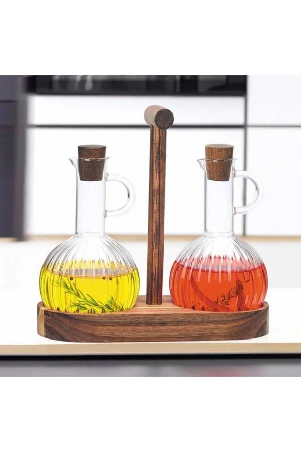 Evdekor Mien 2'Li Borosilikat Yağdanlık Seti - Şeffaf / Kahverengi - 300 Ml - Image 1