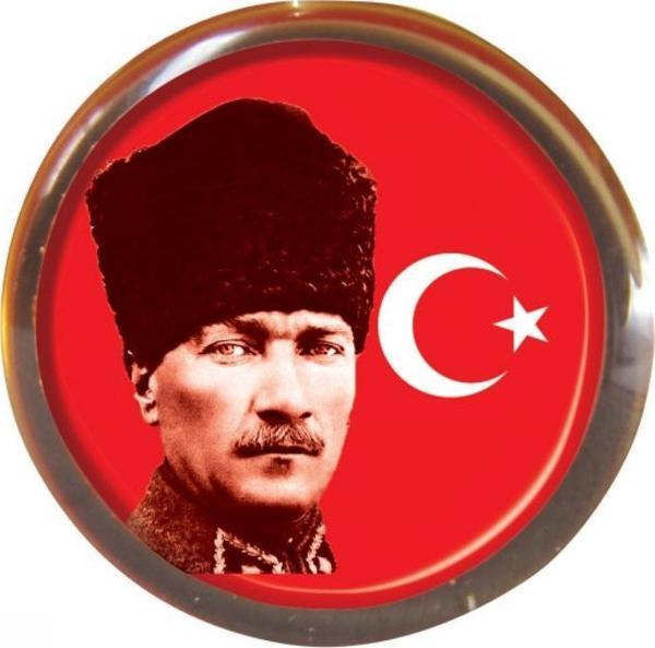Vatan Vt613 Rozet Atalı Kalpaklı Bayrak Yuvarlak 30 Lu (1 Paket 30 Adet) - Image 1