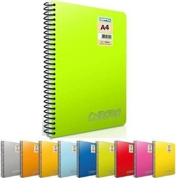Gıpta A4 Spiralli Defter Chromo Plastik Kapak Çizgisiz 60 Yaprak 3-2064000-2012 (12 Li Paket) - Image 1