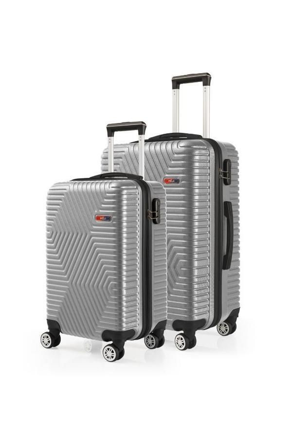 G&D Polo Suitcase Abs Kabin Ve Orta Boy Gümüş Gri 2'li Valiz Seti 600.03-set-ok - Image 1