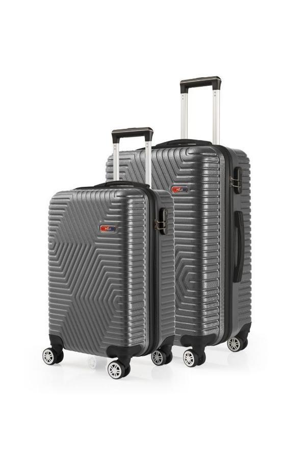 G&D Polo Suitcase Abs Kabin Ve Orta Boy Koyu Gri 2'li Valiz Seti 600.02-Set-OK - Image 1