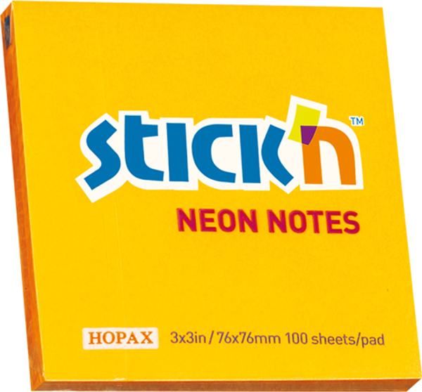 Gıpta Hopax Stickn 21164 Yapışkanlı Not Kağıdı 100 Yaprak 76X76 Mm Fosforlu Turuncu (12 Koçan) - Image 1