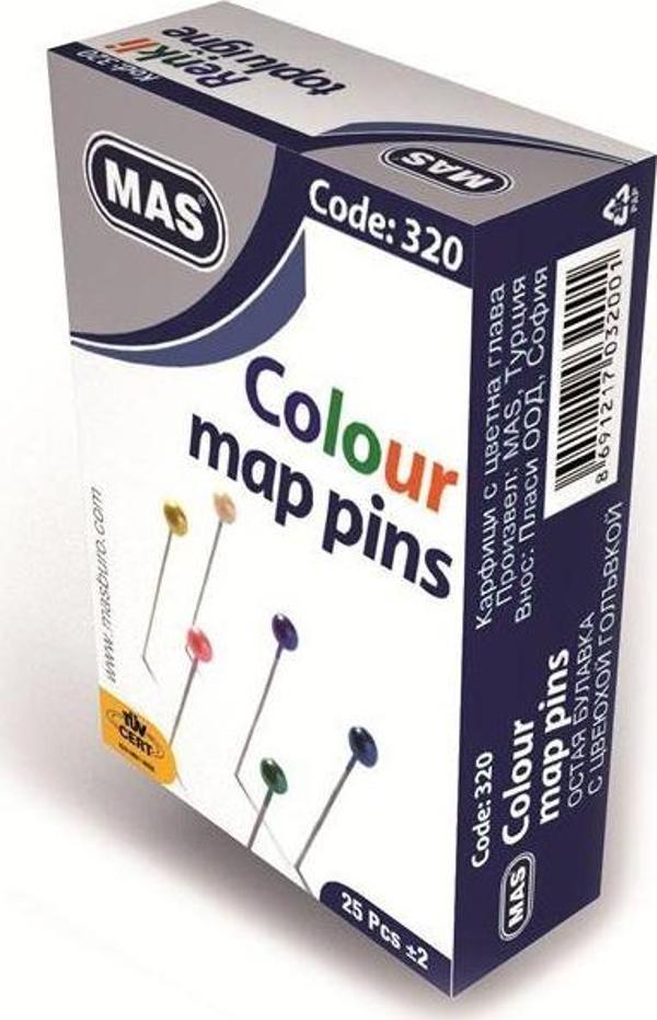 Mas 320 Toplu İğne Renkli Başlı 32 Mm (36 Kutu) - Image 1