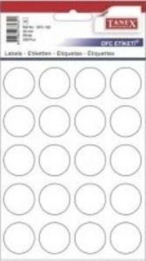 Tanex Ofc-132 Ofis Etiketi Poşetli Yuvarlak 25 Mm Beyaz (10 Lu Paket) - Image 1