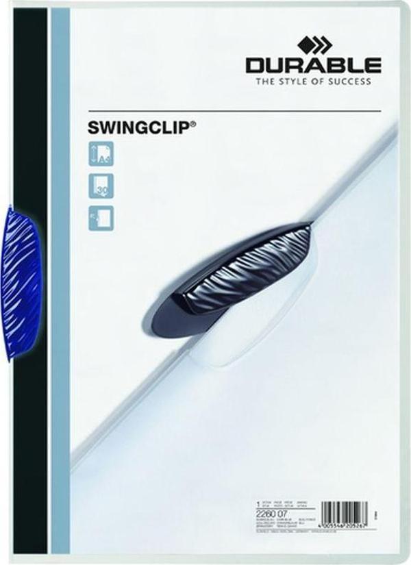 Durable 2260-L A4 Sıkıştırmalı Dosya Swingclip Ortadan Klipsli 30 Sayfa Lacivert (5 Adet) - Image 1