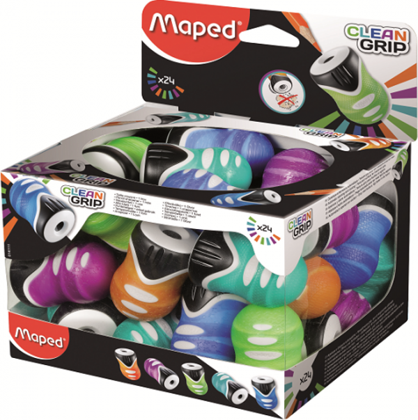 Maped 014111 Kalemtıraş Clean Grip Tek Delikli Plastik Hazneli (24 Lü Kutu) - Image 1