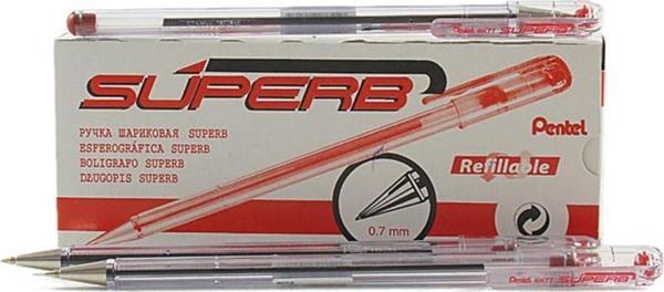 Pentel Bk77-B Superb Tükenmez Kalem (Roller) 0.7 Mm Kırmızı (12 Li Kutu) - Image 1