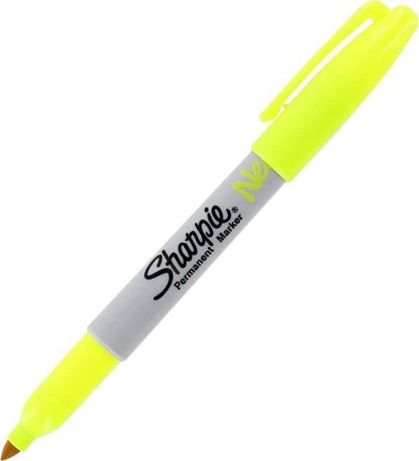 Sharpie S1881076 Permanent Markör Kalem Fine Yuvarlak Uçlu Neon Fosforlu Sarı (12 Li Kutu) - Image 1