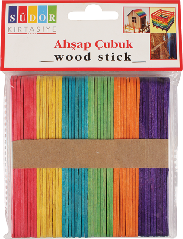 Südor Bs69 Ahşap Çubuk Küçük Renkli Dondurma Çubuğu 50 Li (10 Paket) - Image 1