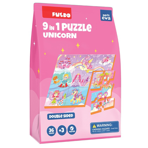 Puedo 36 Parça 9in1 Çift Taraflı Puzzle - Unicorn - Image 1