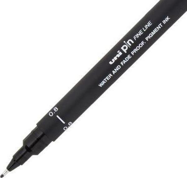 Uni-Ball Pin08-200 Teknik Çizim Kalemi Akrilik Uçlu Fine Line Pin 0.8 Mm Siyah (12 Li Kutu) - Image 1